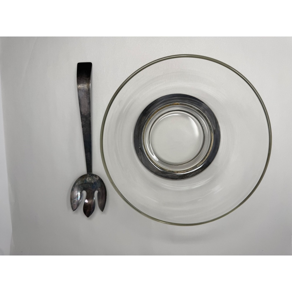 Silver Smith Studios Glass Bowl with Weighted Sterling Base and Serving Utensil